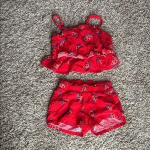 Cat & Jack Red Outfit with Fun Print